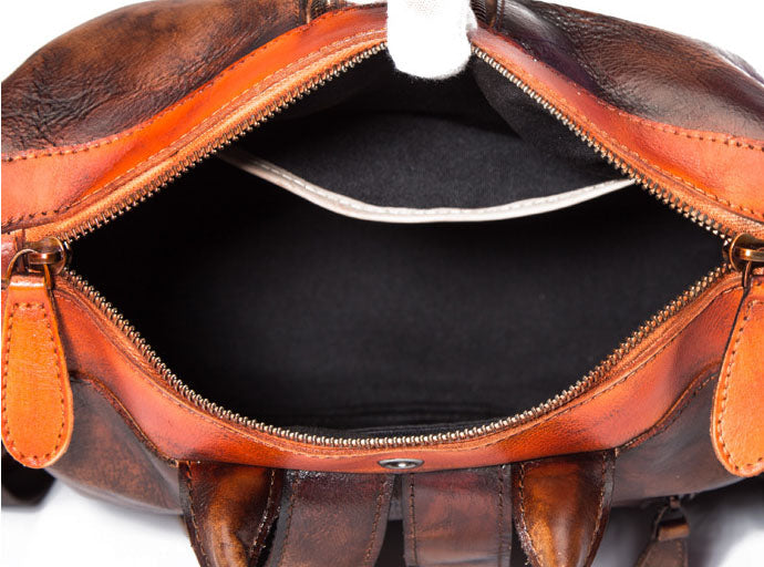 Vintage Womens Small Leather Backpack Purse With Headphone Cable Hole leather Rucksack Bag For Women