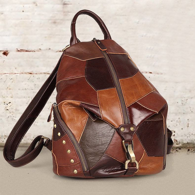 Vintage Womens Leather Western Backpack Purse Ladies Rucksack Bag For Women