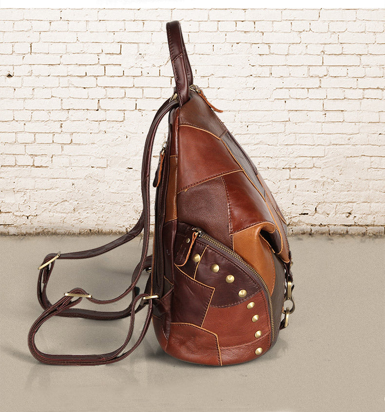 Vintage Womens Leather Western Backpack Purse Ladies Rucksack Bag For Women