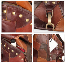 Load image into Gallery viewer, Vintage Womens Leather Western Backpack Purse Ladies Rucksack Bag For Women
