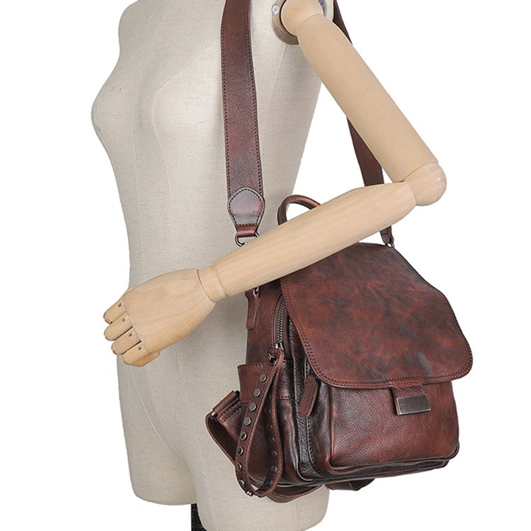 Mini Womens Vintage Leather Backpack Purse Cross Shoulder Bag Handbags for Women
