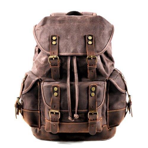 Vintage Canvas Backpack Waterproof Traveling Hiking Rucksack