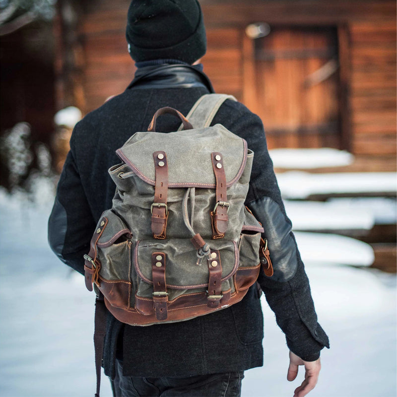 Vintage Canvas Backpack Waterproof Traveling Hiking Rucksack – Femme Finery Shop