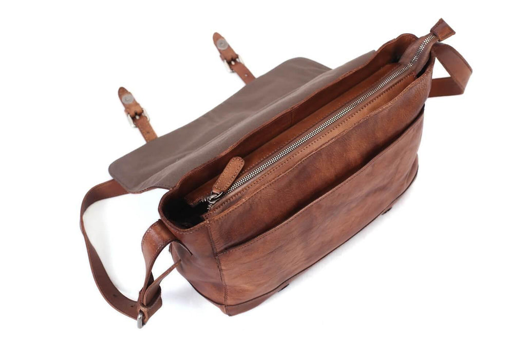 Houston Full Grain Leather Messenger Bag
