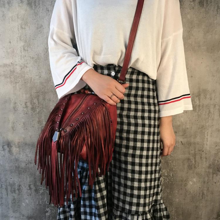 Womens Boho Leather Fringe Crossbody Handbags Small Purses Bags for Women