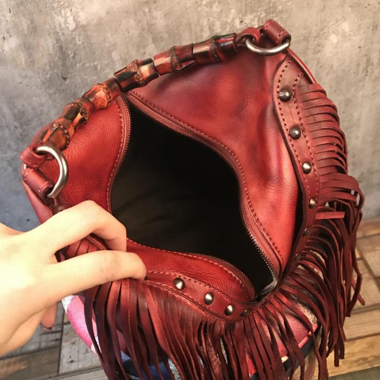 Womens Boho Leather Fringe Crossbody Handbags Small Purses Bags for Women