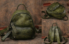 Load image into Gallery viewer, Small Womens Green Leather Backpack Purse Cute Backpacks for Women
