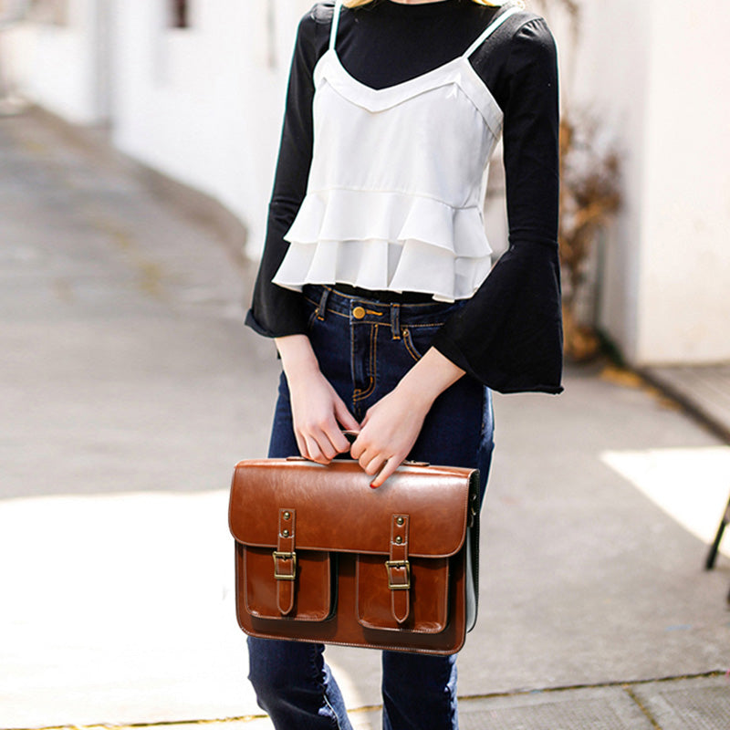 Womens Faux Leather Crossbody Laptop Messenger Bag Backpack Purse for Women