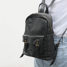 Load image into Gallery viewer, Womens Black Leather Backpack Bags Rucksack Purse For Women
