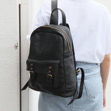 Load image into Gallery viewer, Womens Black Leather Backpack Bags Rucksack Purse For Women
