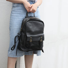 Load image into Gallery viewer, Womens Black Leather Backpack Bags Rucksack Purse For Women
