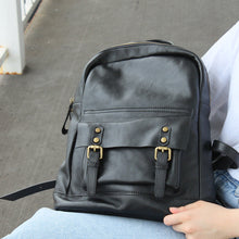 Load image into Gallery viewer, Womens Black Leather Backpack Bags Rucksack Purse For Women
