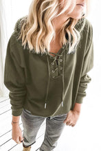 Load image into Gallery viewer, Lace Up Long Sleeve Casual Hoodie

