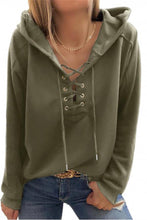 Load image into Gallery viewer, Lace Up Long Sleeve Casual Hoodie
