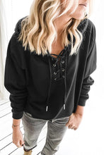Load image into Gallery viewer, Lace Up Long Sleeve Casual Hoodie

