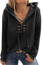 Load image into Gallery viewer, Lace Up Long Sleeve Casual Hoodie
