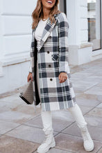 Load image into Gallery viewer, Herringbone Plaid Wide Collar Double Breasted Overcoat
