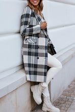 Load image into Gallery viewer, Herringbone Plaid Wide Collar Double Breasted Overcoat
