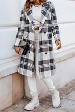 Load image into Gallery viewer, Herringbone Plaid Wide Collar Double Breasted Overcoat
