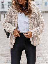 Load image into Gallery viewer, Beige Hooded Long Sleeve Oversize Fashion Cardigan Sweater
