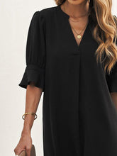 Load image into Gallery viewer, Basic Black V-Neck Short Sleeve Mini Dress

