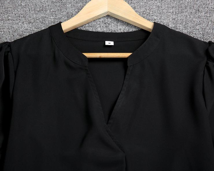 Basic Black V-Neck Short Sleeve Mini Dress