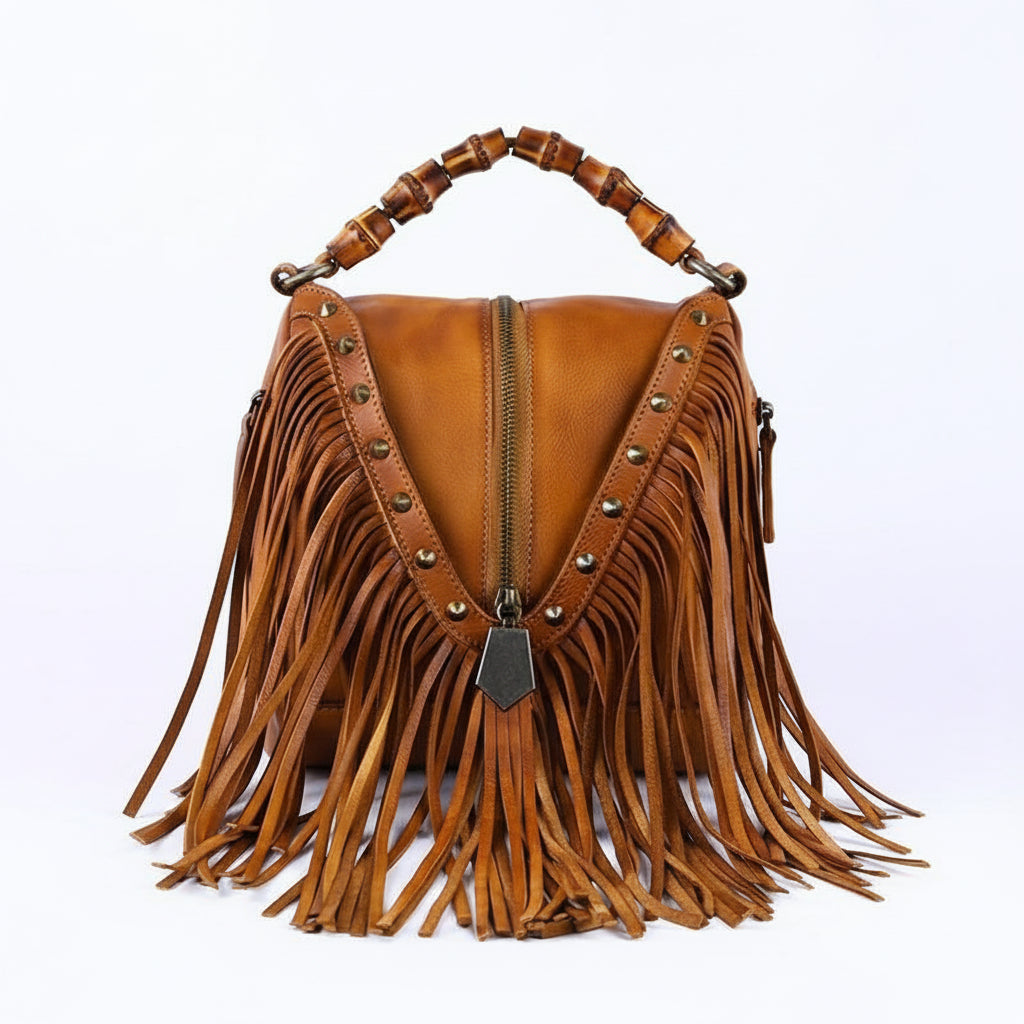 Womens Boho Leather Fringe Crossbody Handbags Small Purses Bags for Women