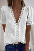 Load image into Gallery viewer, White Lace Patchwork V-neck Top
