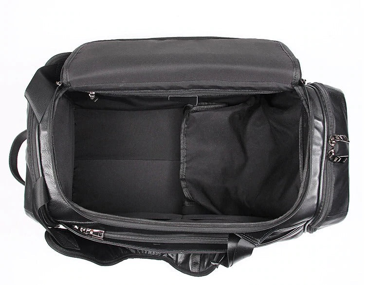 Black Causal Travel Gym Leather Duffel Bag