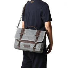 Load image into Gallery viewer, Leather Patchwock Canvas Handbag Shoulder Bag
