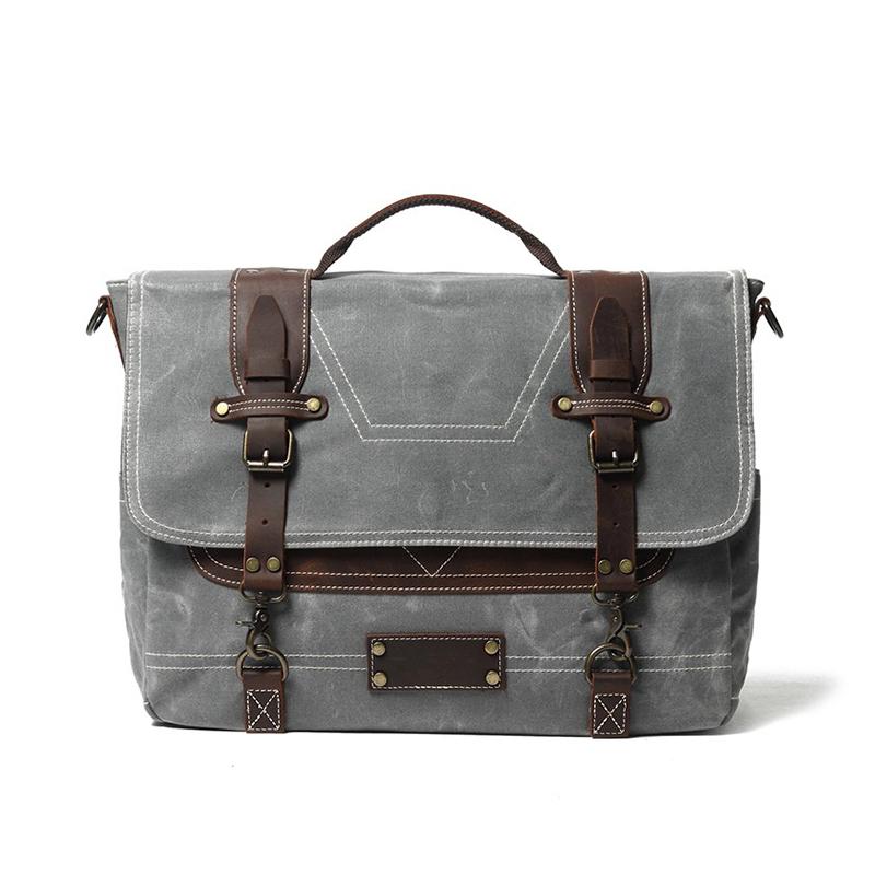 Leather Patchwock Canvas Handbag Shoulder Bag