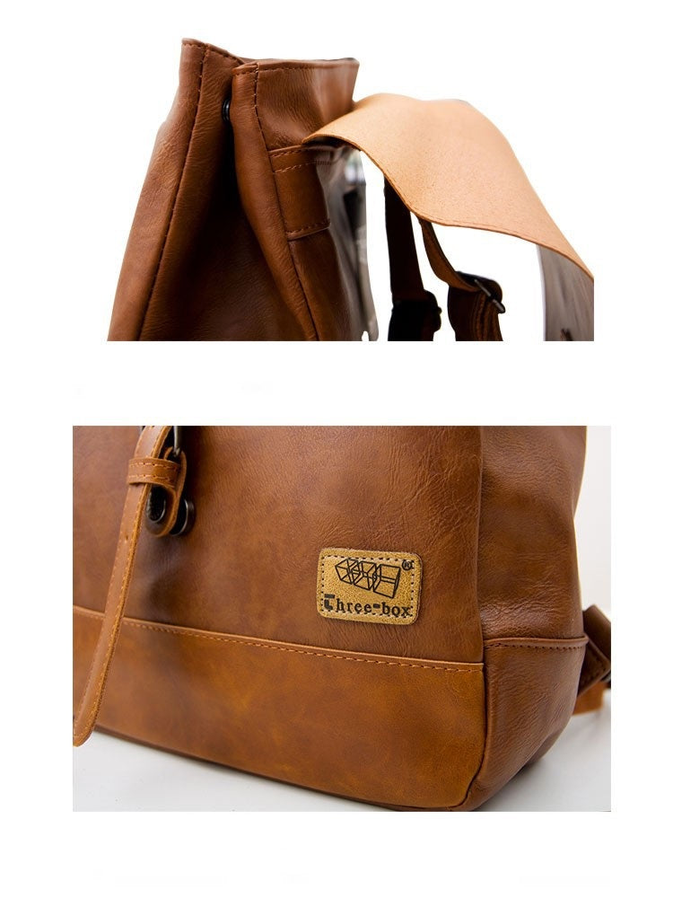 Genuine Leather Backpack Vintage Laptop Bookbag