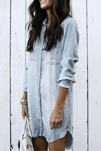 Load image into Gallery viewer, Light Blue Buttons Down Denim Mini Dress
