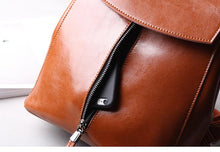 Load image into Gallery viewer, Brown Zipper Convertible Leather Backpack
