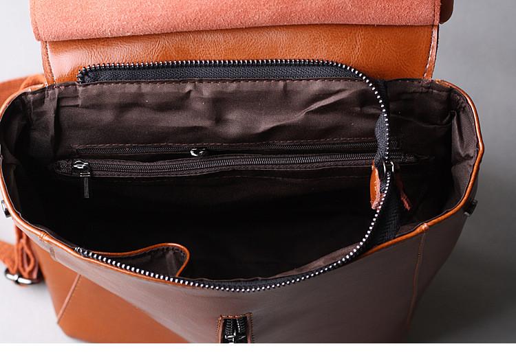 Brown Zipper Convertible Leather Backpack