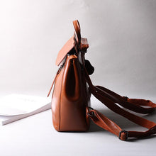 Load image into Gallery viewer, Brown Zipper Convertible Leather Backpack
