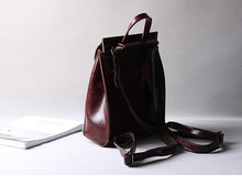 Load image into Gallery viewer, Burgundy Leather Backpack
