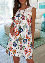 Load image into Gallery viewer, White Lace Patchwork Floral Mini Drss
