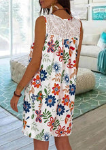 Load image into Gallery viewer, White Lace Patchwork Floral Mini Drss
