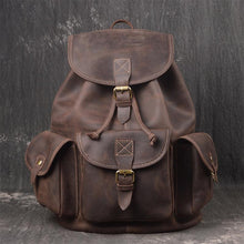 Load image into Gallery viewer, Dark Brown Vintage Leather Backpack
