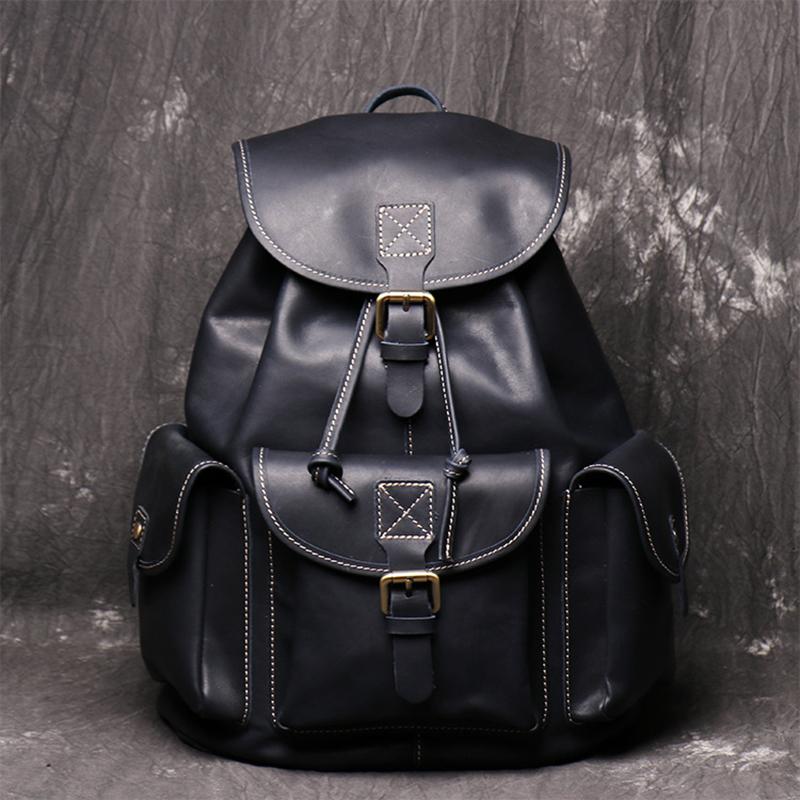 Black Vintage Leather Backpack
