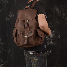 Load image into Gallery viewer, Dark Brown Vintage Leather Backpack
