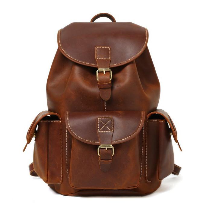 Coffee Vintage Leather Backpack