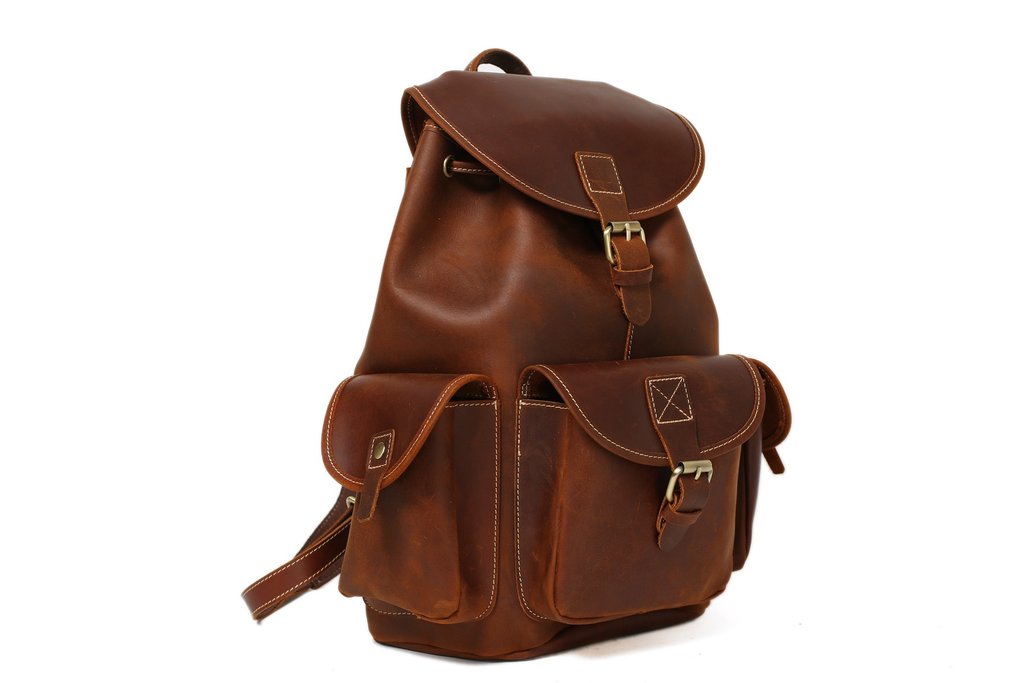 Coffee Vintage Leather Backpack