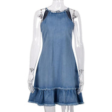 Load image into Gallery viewer, Blue Halter Denim Mini Dress
