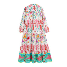 Load image into Gallery viewer, Print Collar Long Sleeve Midi Dress
