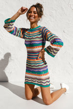 Load image into Gallery viewer, Rainbow Long Sleeve Knitted Mini Dress
