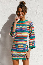 Load image into Gallery viewer, Rainbow Long Sleeve Knitted Mini Dress
