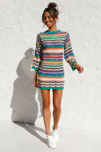 Load image into Gallery viewer, Rainbow Long Sleeve Knitted Mini Dress
