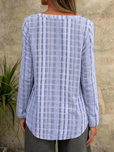 Load image into Gallery viewer, Blue Plaid Print Long Sleeve Buttons Top
